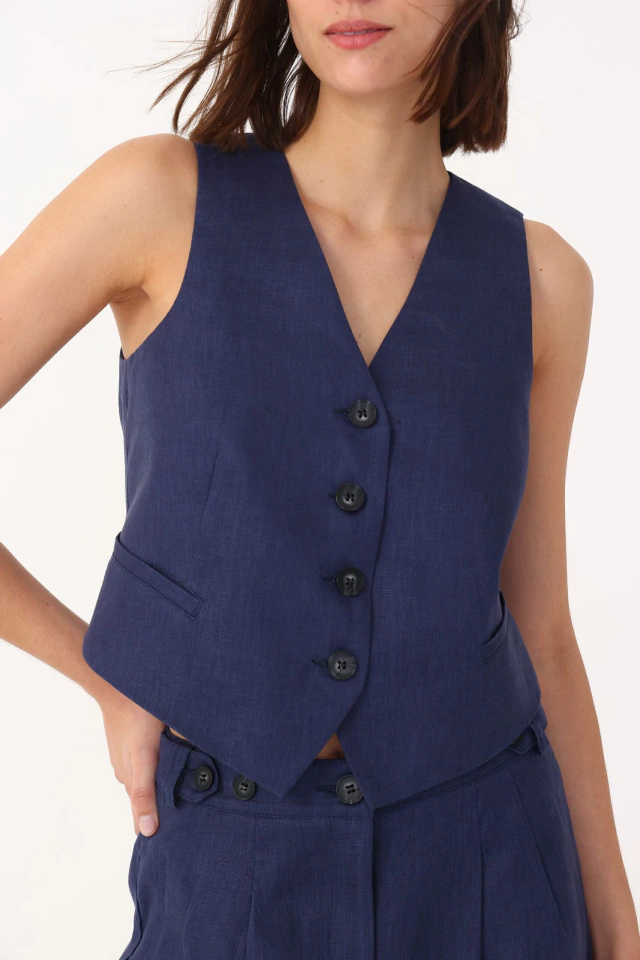 CHALECO LINO MARANT CHOCOLATE - Imagen 2