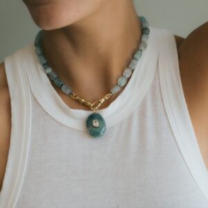 COLLAR LENA GREEN AVENTURINE 45CM CLARA FORNO