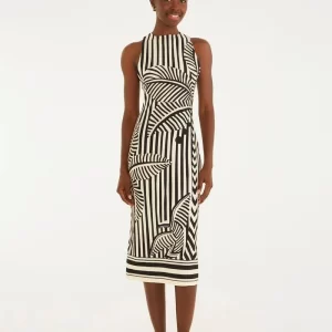 VESTIDO MIDI LISTRA TROPICAL FARM RIO