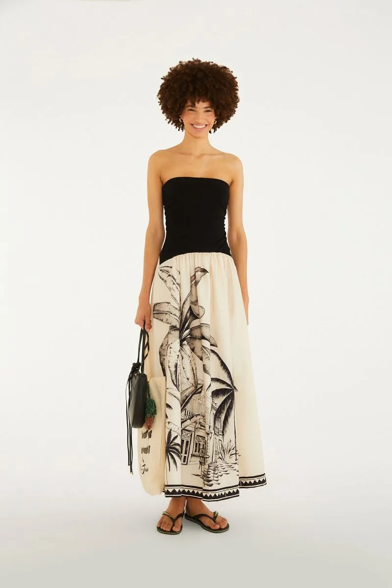 VESTIDO MIDI STRAPLESS VILA TERESA FARM RIO