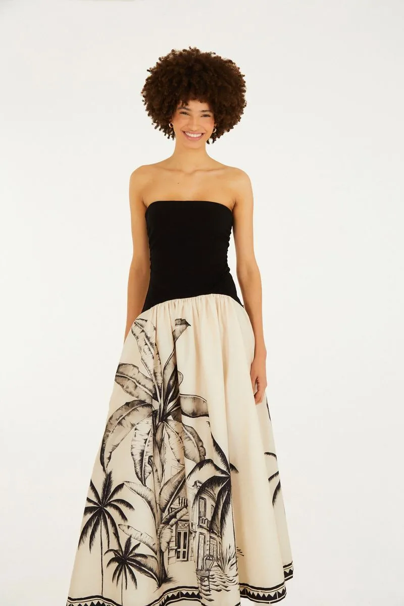 VESTIDO MIDI STRAPLESS VILA TERESA FARM RIO - Imagen 2